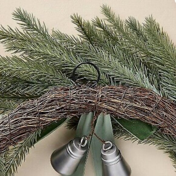 Hearth & Hand with Magnolia Faux Spruce Christmas Wreath with Bells NWT - Picture 2 of 2